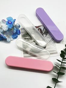 Long Storage Box, Available In 14.5cm Short And 17.6cm Long Sizes, 4 Colors To Choose From Macaron Solid And Transparent. Tight-Fitting Lid, Dustproof And Moisture-Proof. Suitable For Storing Craft Tools, Organizing Stationery And Cosmetics, Portable And Practical For Travel - Multicolor - View 6