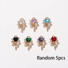 5pcs Copper Accessories Heart Shaped Rhinestone Double Pendant, Suitable For DIY Jewelry Making, Necklace, Bracelet, Earring, Bag Chain, Keychain, Zipper Decor, Unisex - Multicolor - View 7