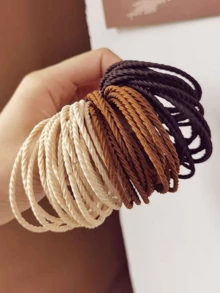 1pc Black Hair Tie Elastic Hair Band, High Ponytail Holder, Durable & Minimalist Design For Adults - Multicolor - View 3