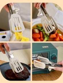 Kẹp gắp thức ăn bằng thép không gỉ, Kẹp gắp thức ăn bằng thép không gỉ có giá đỡ, Kẹp gắp salad màu trắng/đỏ dùng trong nấu nướng, Kẹp gắp đồ nướng. - Nhiều màu - Xem 7