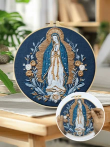 DIY Embroidery Kit With Water-Soluble Fabric. Includes Needle, Threads, Hoop & Pre-Printed Fabric. Beginner-Friendly. Great For Thanksgiving/Christmas Gifting. Perfect For Wall Decor Or Gifts. 20x20cm/7.9x7.9in. - 20X20cm - View 8