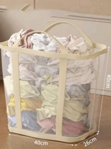 1pc Large-Capacity Foldable Laundry Basket With Handles – Portable, Space-Saving Storage Bag; Suitable For Home, Laundry Room, Dorm, And Travel Use; Pop-Up Hamper | Durable Rectangular Laundry Basket | Large-Capacity Storage Bag - Multicolor - View 15