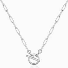 1件男士不锈钢OT扣单层项链 - 銀色 - 查看 2