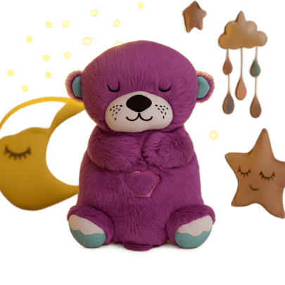 [Osito Relajante Blanco Hueso que Respira]Peluche con Luz y Sonidos para Calmar la Ansiedad, Regalo para Bebés y Niños