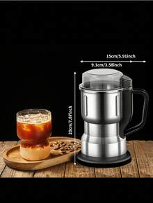 1pc Large-Capacity Electric Grinder, 304 Stainless Steel Blades, One-Button Operation, Multi-Functional Grinding Equipment, Chinese Medicine Grinder, General-Purpose Grain, Seasoning, Coffee And Herbal Grinder, Precision Grinder, Coffee Bean Grinder, Food Processor, Portable Food Processor - US A Type Plug(110-127V) - View 3