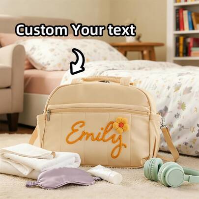 1pc Personalized Name Luggage Customized Name Travel Bag, Initial Gym Bag Overnight Weekend Bag, Hospital Bag For Women Men, Mother's Day Father's Day Teacher Gift For Her, Back To School College Essentials Office School Supplies