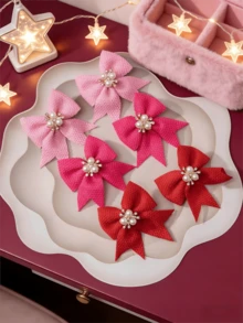 6pcs/Set Cute Bow Hair Clips Set, Plaid Hair Clips, Girly Holiday Hair Accessories - Multicolor - View 4