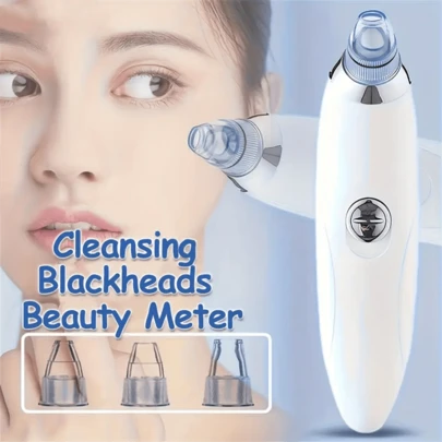Extractor portátil de puntos negros, limpiador de poros facial, dispositivo de limpieza facial. Funciona con batería (requiere 2 pilas AA), ajuste de 2 velocidades, dispositivo multifuncional 1 en 1 con 4 cabezales intercambiables. Adecuado para limpiar puntos negros, queratosis, piel muerta y exceso de grasa. Unisex, el mejor asistente para eliminar los puntos negros.