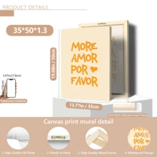 1件“Amor Por Favor”西班牙语爱情语录帆布墙画，情人节礼物，时尚女孩艺术品，励志语录艺术，家居装饰，墙面挂饰 - 彩色 - 查看 16