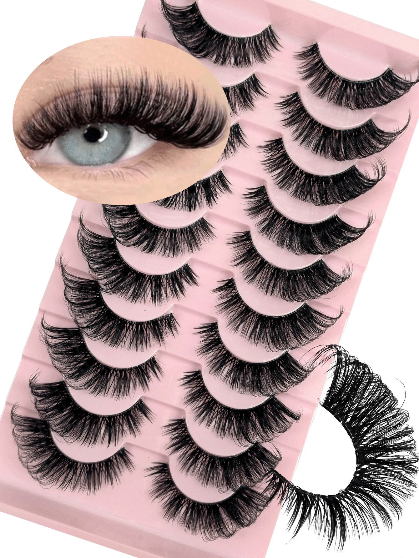 10 Pairs Of Cat Eye False Eyelashes Invisible Band Thick Fluffy Soft And Interwoven Natural Wearing Effect Make Your Eyes Bright And Reusable Suitable For All Eye Shapes