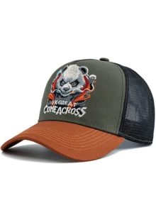 JZML 1pc Unisex Stylish Panda Letter Embroidered Trucker Hat - A - View 14