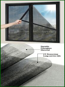 Pantalla de ventana duradera para el hogar, red mosquitera de ventana, red de a prueba de insectos para el hogar - Ventana de pantalla negra - Ver 5