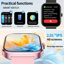 SIDAKEYE 2026 New High-Definition Full Touch Screen Smart Watch (Unisex) - Supports Wireless Calling/Messaging, Multiple Sports Modes, Remote Camera Control, Health Tracking, Outdoor LED Lighting, Compatible With Android And IOS, USB Charging, Zinc Alloy Case/Silicone Strap - View 7