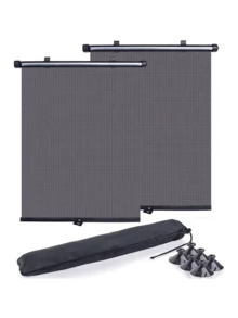 Retractable Car Side Window Sunshade, Roller Blind Sunshade, Car Window Sunshade With Suction Cup Holes - A - View 4