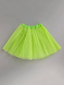 1pc Tulle Skirt, Tutu Skirt, Ballet Puff Skirt - Lime Green - View 4