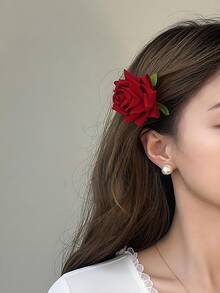 4件套玫瑰花发夹，女士波西米亚风白色和红色玫瑰花发夹，优雅简约，百搭日常佩戴，红色花朵发梳和新娘发饰，适合日常、休闲、派对、工作、度假、洗脸、化妆、搭配服装等场合，包括爪夹、发夹、发卡、发卡。 - A - 查看 6
