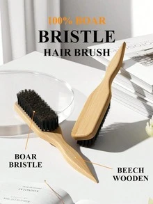 1pc Boar Bristle Hair And Beard Brush For Men And Women,Unscented Professional Hair Styling Comb,Haircut Cleaning Brush,Professional Barber Styling Brush,Styling Brush For Thick/Thin Hair, Slick Back Smoothing Tool, Back To School, Travel Holiday Essentials, Hair Accessories For Women, Brush - Multicolor - View 3