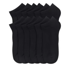 12 Pairs Cotton Cushion No Show Socks With Arch Support Cotton Blend Athletic Sports Workout Running Socks Comfort Cozy Sweat-Absorbing Anti-Slip Comfy Value Pack - 無秀黑 - 查看 1