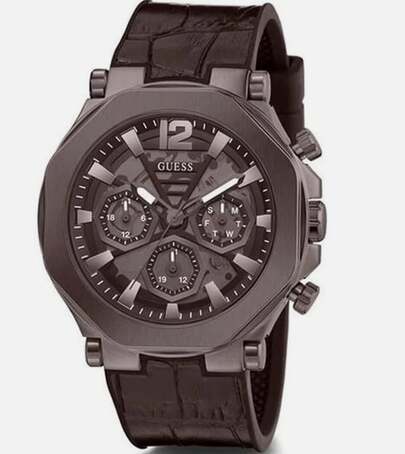  Reloj multifunción de cuero marrón para hombre GUESS - GW0492G2