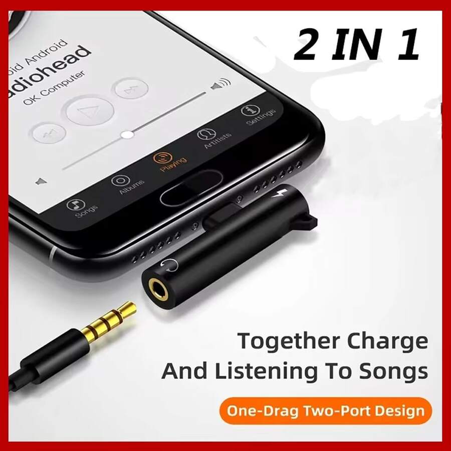 1 pieza Adaptador de audio versátil y minimalista de alta definición de Lightning a 3.5 mm Aux, Convertidor de carga y escucha 2 en 1, compatible con iPhone 11/12/13, Xr/X/7/8/Plus, Air, accesorio digital portátil - Blanco - Ver 1