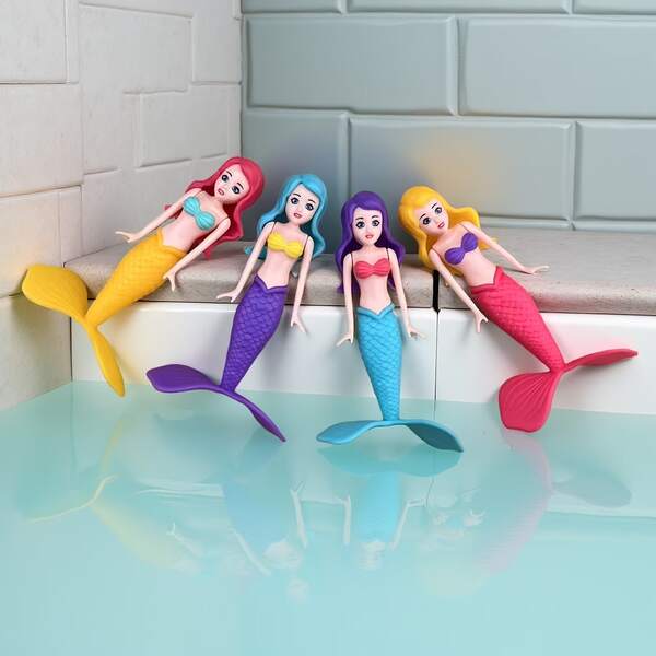 4/1pc Rotating Mermaid Toy, Can Freely Rotate Underwater And On Water Surface. Suitable As Party Favors, Desktop Decor, Summer Swimming, Pond, Beach Toy, And Holiday/Birthday Gifts