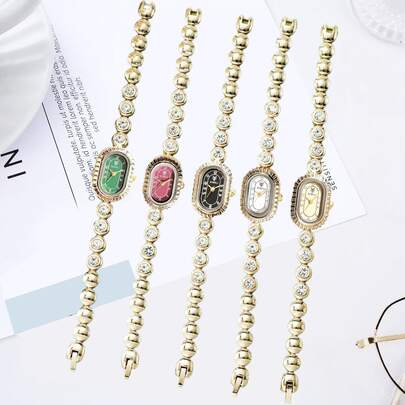 手工椭圆形表盘腕表，优雅简约设计，适合日常佩戴，是送给女性的独特礼物。