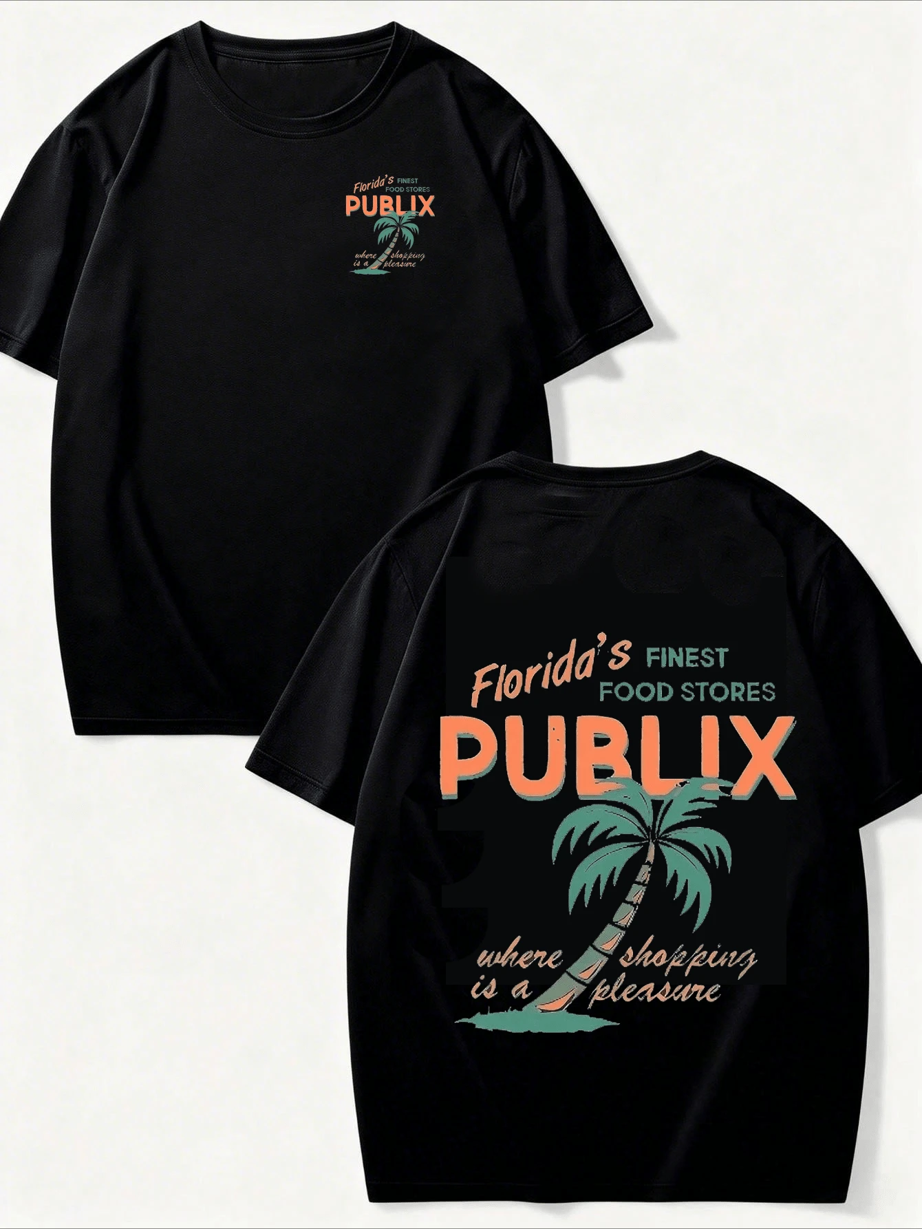 Florida Publix Graphic Tee, Streetwear Men's Black Pure Cotton Short Sleeve T-Shirt, Fashion Summer,Mens Clothes,Graphic T,Vintage Polo Graphic Tees,Graphic T Shirt,Spring And Summer - màu đen - Xem 1