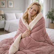 Soft Sherpa Queen Size Comforter/Blanket, Fluffy And Cozy, For Winter - 鏽棕色 - 查看 2
