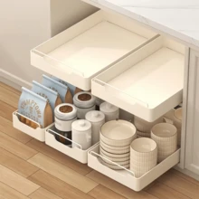 Pull-Out Storage Rack, No-Drill Sink Cabinet Pull-Out Organizer | Kitchen Seasoning/Cookware Pull-Out Storage Rack | Sliding Drawer And Kitchen Storage Organizer | Perfect Gift For Mother's Day, Father's Day And Anniversary - Multicolor - View 6