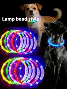 1pc USB Rechargeable LED Illuminated Dog Collar, With 3 Lighting Modes, Ensures Pet Safety At Night, Suitable For Small To Large Dogs & Cats, Ideal For Cat/Dog Owners. Length Can Be Trimmed, Please Confirm Size Fits Your Pet Before Purchase, Adjust Usage Range Based On Pet Weight To Avoid Damage. - View 8