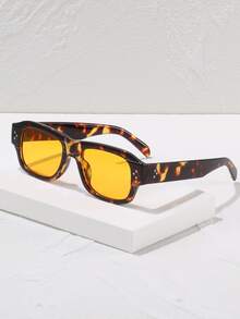 1pc Leopard Print Bohemian Butterfly Square Frame Rivet Decor Women's Fashion Glasses, Suitable For Daily Life, Parties, Music Festivals, Street Photography, Weekend Outfits, Family Outings, Fits All Face Shapes, Also Suitable For Back To School, College Style, Campus Style - Multicolor - View 11