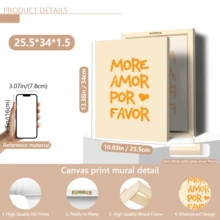 1件“Amor Por Favor”西班牙语爱情语录帆布墙画，情人节礼物，时尚女孩艺术品，励志语录艺术，家居装饰，墙面挂饰 - 彩色 - 查看 20
