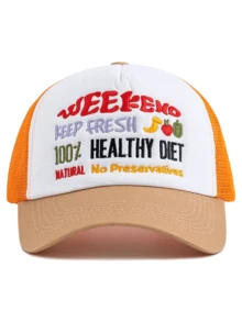 JZML 1pc Unisex Fruit & Letter Embroidered Trucker Cap - A - View 9