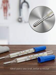 12 PIEZAS de Termómetro Material de Vidrio Uso Rectal, Bucal y Axilar Clínico Alta Precisión en Grados Centígrados - Blanco - Ver 2