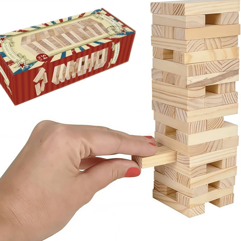 54pcs Classic Stacking Tower Game, Adult Tumbling Blocks, Fun Interactive Party Game, Ideal For Party And Family Game Night, Christmas, Halloween, Thanksgiving Gift - Multicolor - View 1