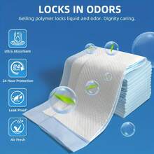 Extra Large Thickened Disposable Incontinence Bed Pads For Adults, Ultra Absorbent Leak-Proof Waterproof Mattress Protector, Available In 24x24 Inch & 28x32 Inch Sizes, Heavy Duty Anti-Fouling Sheets For Elderly Care, Postpartum Use & Pet Potty Training, 50-200 Count Value Pack - 50pcs Gift Box - View 4
