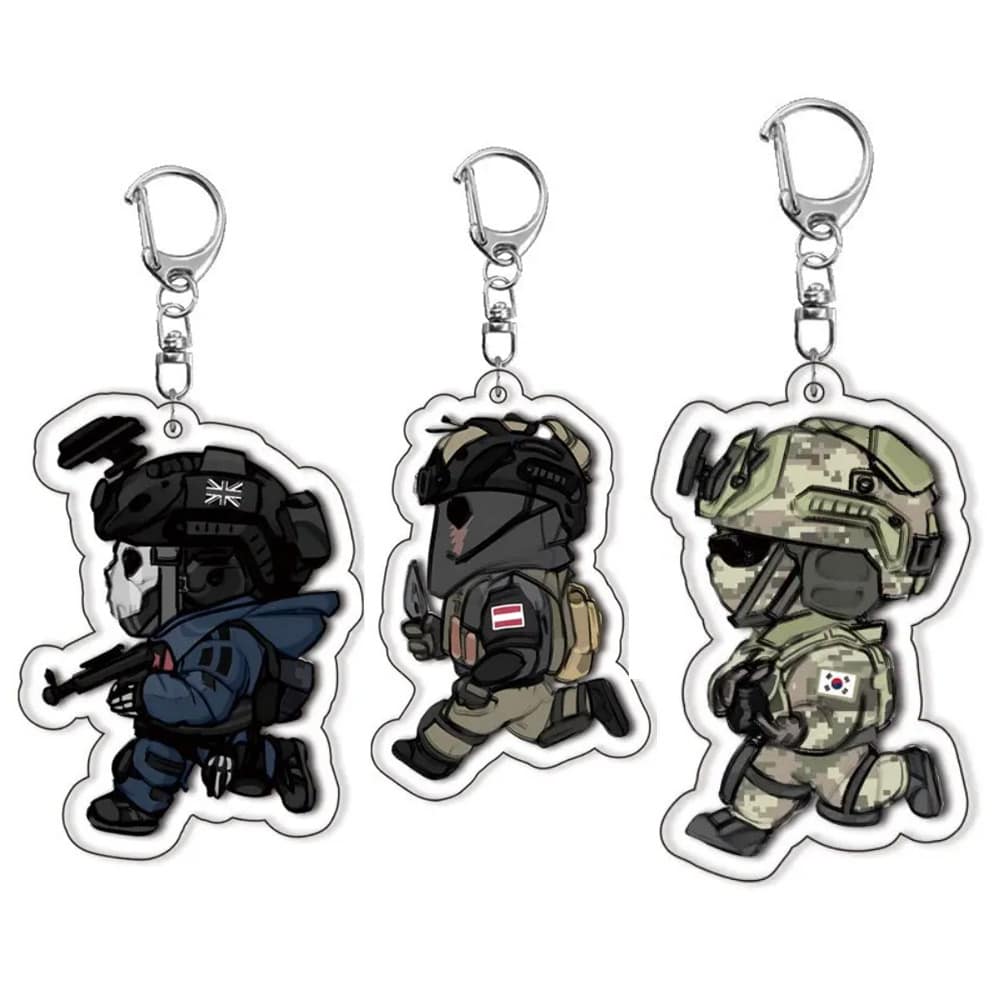 Llavero de diseño de nicho militar de juego Ghost Chibis para accesorios, fans de COD Soldier Soap Simon Riley Alex Mason, regalos de joyería para jugadores, accesorios de bolsa, encantos para bolsa, regalos de maestros - Multicolor - Ver 1