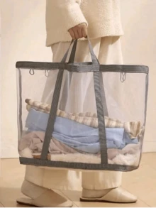 1pc Large-Capacity Foldable Laundry Basket With Handles – Portable, Space-Saving Storage Bag; Suitable For Home, Laundry Room, Dorm, And Travel Use; Pop-Up Hamper | Durable Rectangular Laundry Basket | Large-Capacity Storage Bag - Multicolor - View 16