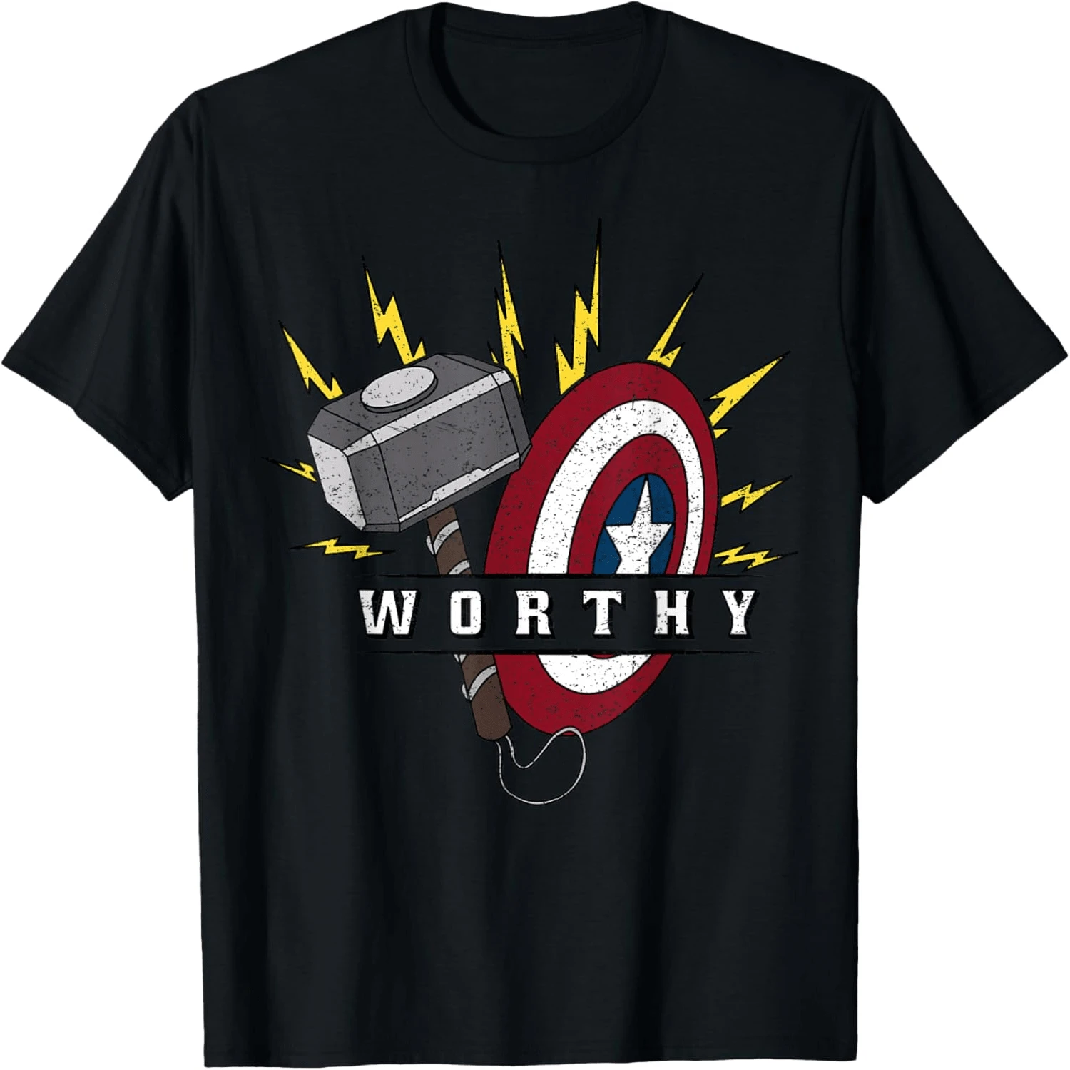 America Worthy Hammer Shield T-Shirt - màu đen - Xem 1
