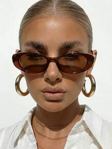 1 Pair Women's Cat Eye Small Frame Personalized Retro Decorated Temples, Versatile Street Style High-End Fashion Glasses - Multicolor - View 1