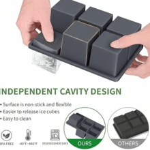Khay làm đá bằng silicon có nắp, màu đen, 4/6/8 ô, có thể tái sử dụng, khuôn làm đá viên cho rượu whisky, tự làm, dùng cho tủ lạnh. - Nhiều màu - Xem 6