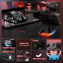 ATTACK SHARK X68HE PRO 快速触发无线游戏键盘和 X11 鼠标，8K 回报率，霍尔效应磁吸式按键键盘，三模式鼠标带磁吸式充电底座，22000 DPI，包含防滑鼠标垫 - 查看 7