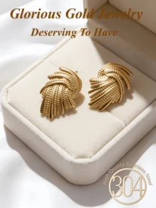 Bông tai mạ vàng 18K dày dặn, họa tiết hình học độc đáo dành cho nữ, chất liệu thép không gỉ, không gây dị ứng, phù hợp cho trang phục thường ngày và các bữa tiệc. - Vàng - Xem 2