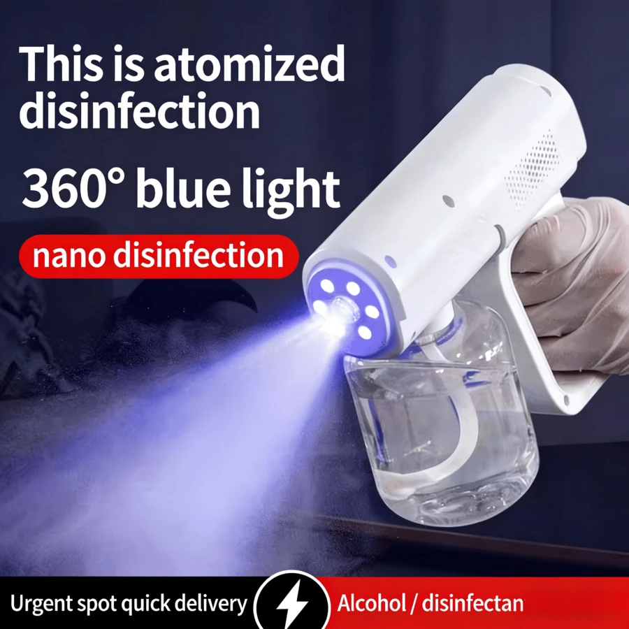 Portable Handheld Nano Mist Sprayer With Blue Light, Cordless Rechargeable Atomizer Spray Gun For Home, Salon And Outdoor Use - Súng phun sơn nano ánh sáng xanh trắng (Phiên bản đa chức năng nâng cấp) - Xem 1