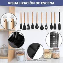 Silicone Kitchen Utensil Set, 31-Piece Knife Set - Black - View 6