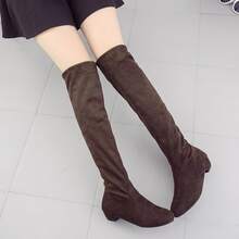 Botas largas arriba de la rodilla de efecto ante suave, ajuste de alta calidad. Estilo moderno urbano transpirable, elegante y casual, resistente para uso diario. - Marrón - Ver 5
