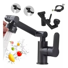 Stainless Steel Kitchen Faucet, Sink Mixer 1080° - Black - View 6