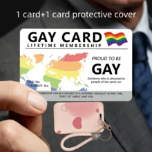 1 张 LGBTQ+ 骄傲终身会员卡 + 1 个心形卡套，装饰性 PVC 卡片，非贴纸，双面彩虹条纹梦幻图案，光滑表面，长方形 - 彩色 - 查看 15