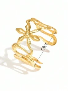 1 pieza Brazalete exagerado personalizado con textura de girasol y serpiente, adecuado para el uso diario de las mujeres - Dorado - Ver 5