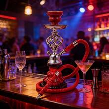 New Portable Hookah Set (Includes Hookah Bowl, Hose, Charcoal Tray, Tongs), Narguile Shisha Brand-New High-End 1-Tube, 2-Tube, And 4-Tube High-Capacity Hookahs, Premium Complete Glass Hookah With Acrylic Stem, Metal Hose And Accessories, No Electricity Required, Back To School Supplies, Gifts For Valentine's Day, Father's Day, Friends, Suitable For Bars, Nightclubs, KTV, Home And Restaurants - 1管紅色 - 查看 6